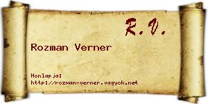 Rozman Verner névjegykártya